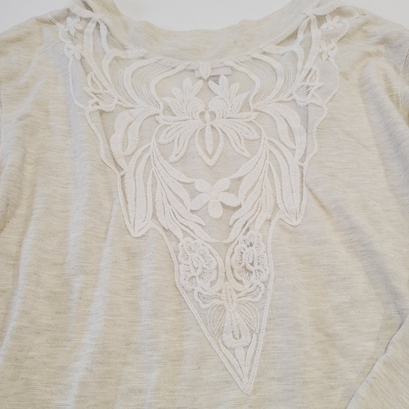 Knox Rose Cream Lace Front Long Sleeve Top EUC - Picture 2 of 9